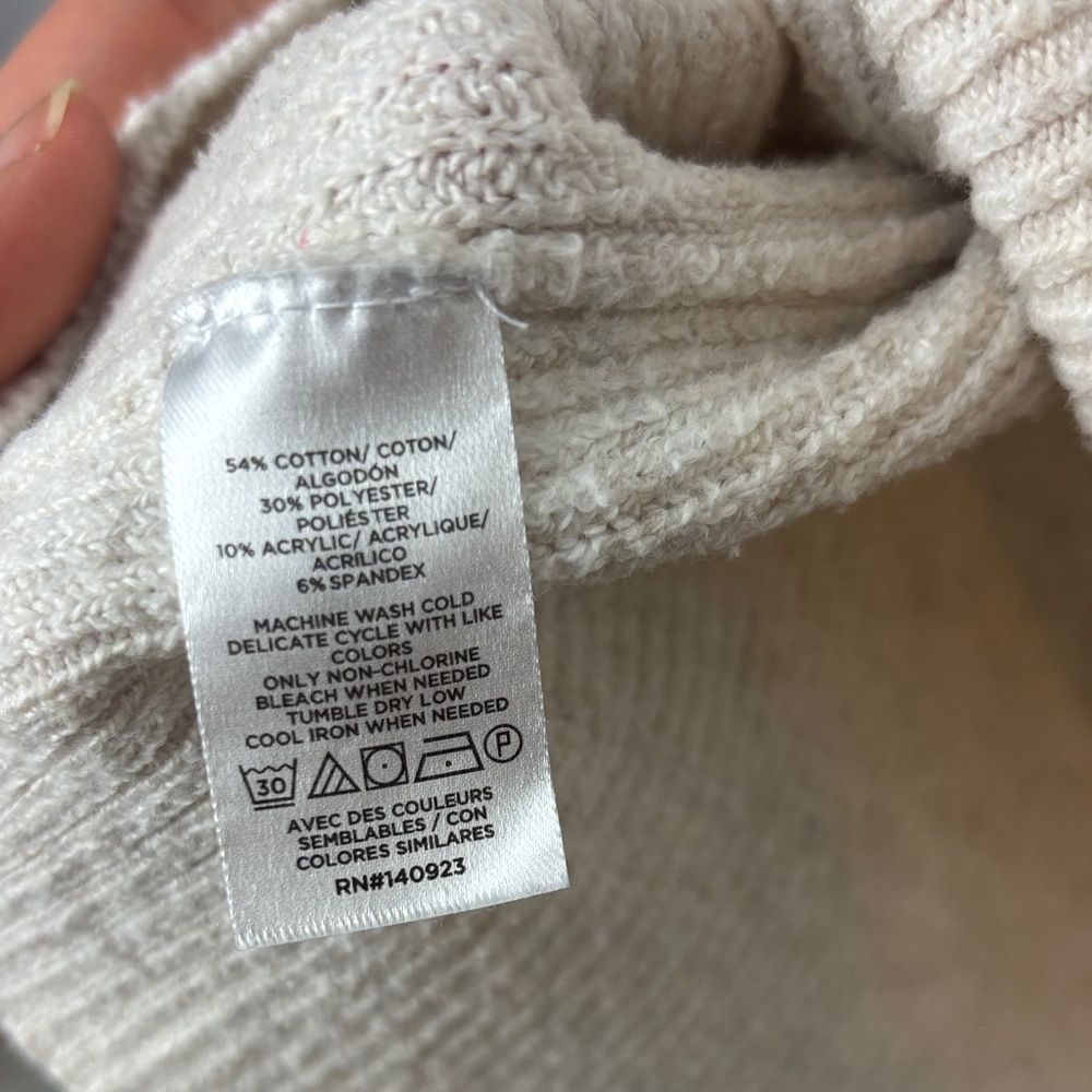 LOFT Cream Ribbed Sweater - Picture 3 of 4